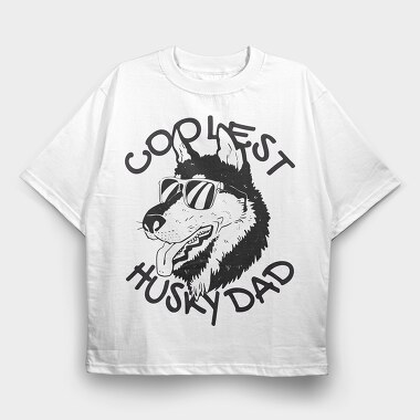 Dog Husky Dad, Tricou Oversize Barbati (Unisex)