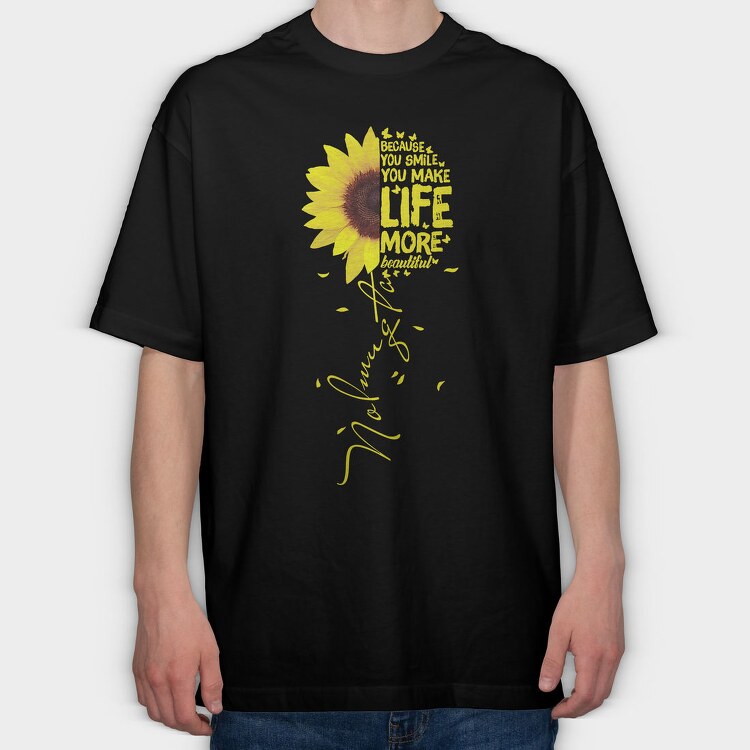 Sunflower Smile Life, Tricou Oversize Barbati (Unisex)