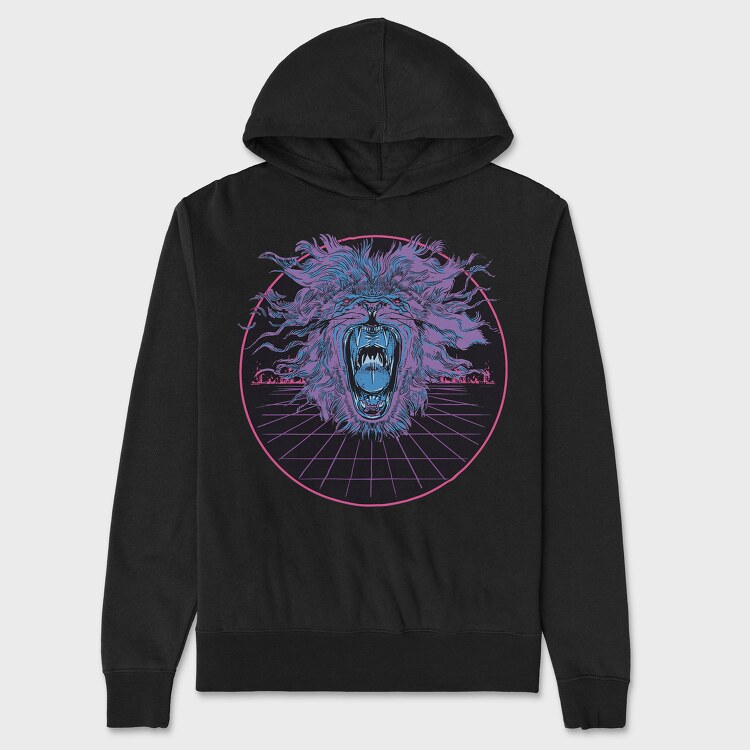 Lion Vaporwave, Hanorac Oversize Barbati (Unisex)