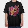 Flower Guitar Uke Flowers, Tricou Oversize Barbati (Unisex)