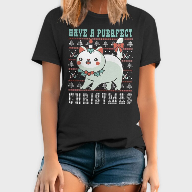 Purrfect Christmas Ugly Sweater, Tricou Barbati (Unisex)