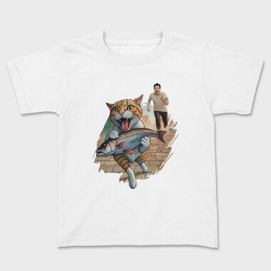 Cat Escaping With Fish, Tricou Copii