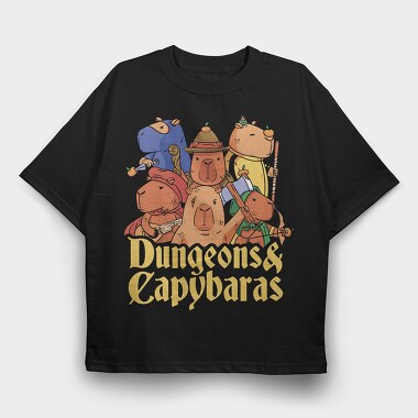 Dungeons and Capybaras, Tricou Oversize Barbati (Unisex)