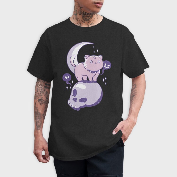 Pastel Goth Cat Skull, Tricou Barbati (Unisex)