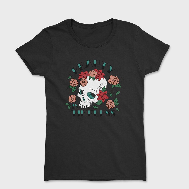 Floral Skull Nature Beauty Is Timeless Tote, Tricou Femei