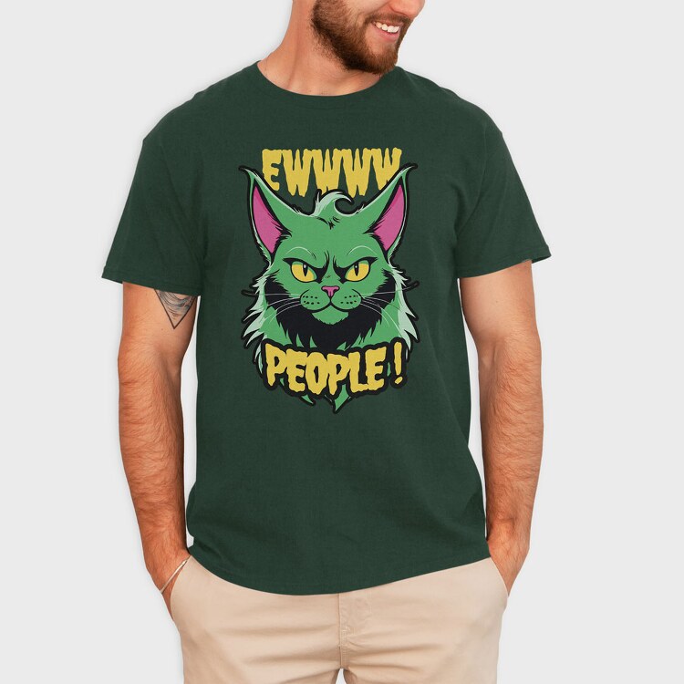 Ew People Green Cat, Tricou Barbati (Unisex)