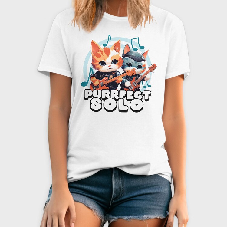 Purrfect Solo Cats Guitar, Tricou Barbati (Unisex)