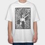 Girl Walking On Magical Forest Lino Art, Tricou Oversize Barbati (Unisex)