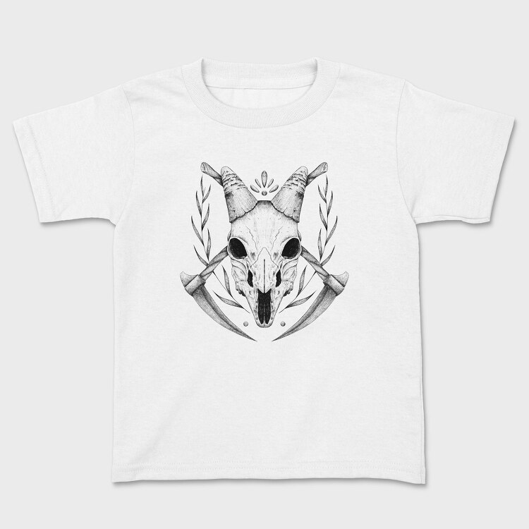 Goat Skull Hand Drawn, Tricou Copii