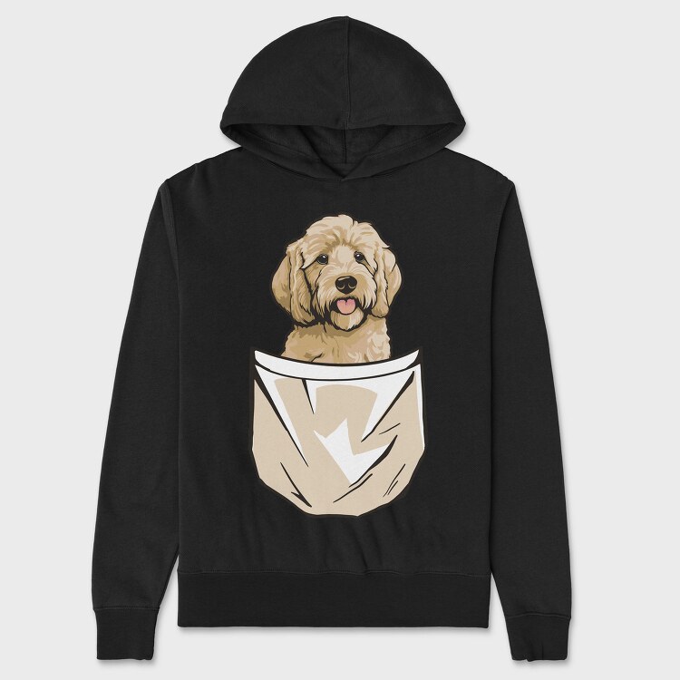 Golden Doodle Dog Pocket, Hanorac Oversize Barbati (Unisex)