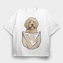 Golden Doodle Dog Pocket, Tricou Oversize Barbati (Unisex)