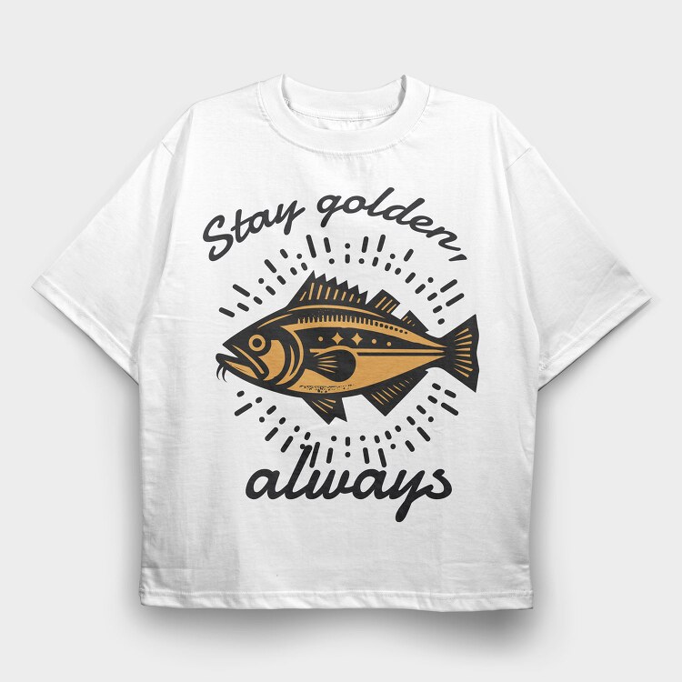Golden Fish Quote Stay Golden, Tricou Oversize Barbati (Unisex)