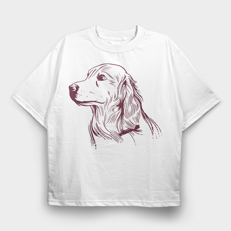 Golden Retriever Dog, Tricou Oversize Barbati (Unisex)
