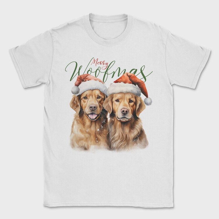 Golden Retrievers Christmas Throw Pillow Merry Woofmas, Tricou Barbati (Unisex)