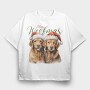 Golden Retrievers Christmas Throw Pillow Merry Woofmas, Tricou Oversize Barbati (Unisex)