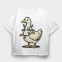 Goose With Christmas Lights Request, Tricou Oversize Barbati (Unisex)
