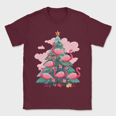 Flamingos Christmas Tree, Tricou Barbati (Unisex)