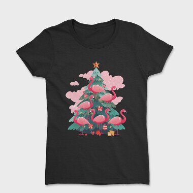 Flamingos Christmas Tree, Tricou Femei