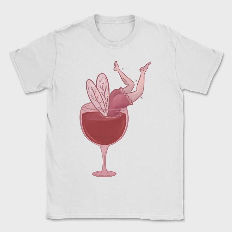 Small Drunk Fairy In Wine Glass, Tricou Barbati (Unisex)