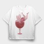 Small Drunk Fairy In Wine Glass, Tricou Oversize Barbati (Unisex)