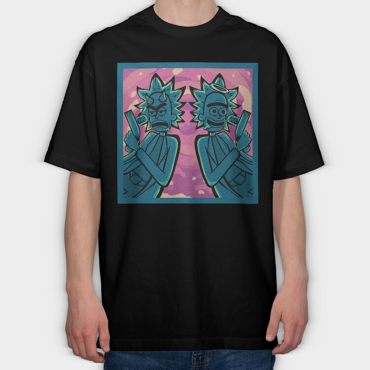 Rick And Morty Space, Tricou Oversize Barbati (Unisex)