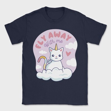Fly Away With Me Unicorn Cat, Tricou Barbati (Unisex)