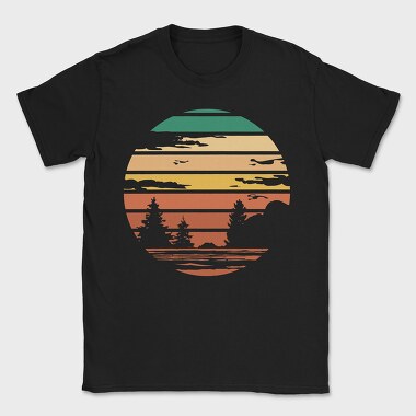 Forest Retro Sunset, Tricou Barbati (Unisex)