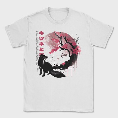 Fox and Sakura Tree, Tricou Barbati (Unisex)