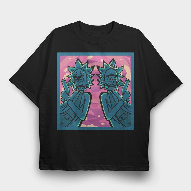 Rick And Morty Space, Tricou Oversize Barbati (Unisex)