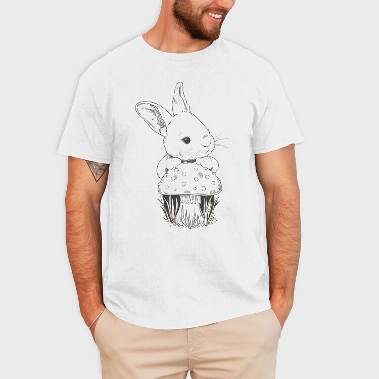 Rabbit and Mushroom, Tricou Barbati (Unisex)