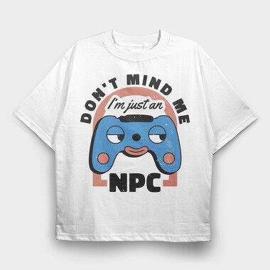 Gamer Retro Cartoon Npc, Tricou Oversize Barbati (Unisex)