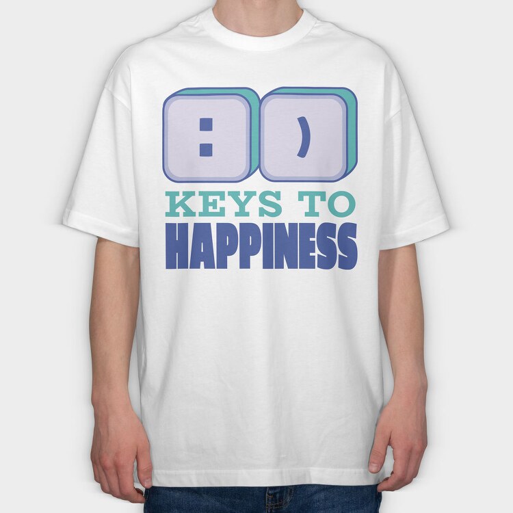 Smile Keys To Happiness Quote, Tricou Oversize Barbati (Unisex)