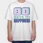 Smile Keys To Happiness Quote, Tricou Oversize Barbati (Unisex)