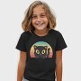 Peeking Cat Retro Sunset, Tricou Copii