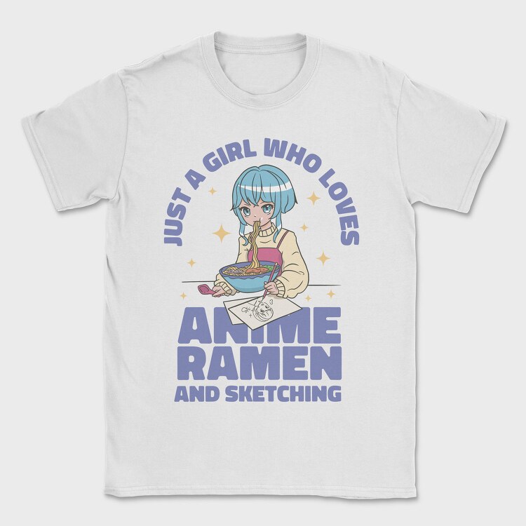 Ramen Sketch Girl, Tricou Barbati (Unisex)