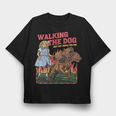 Girl With Three Head Dog, Tricou Oversize Barbati (Unisex)