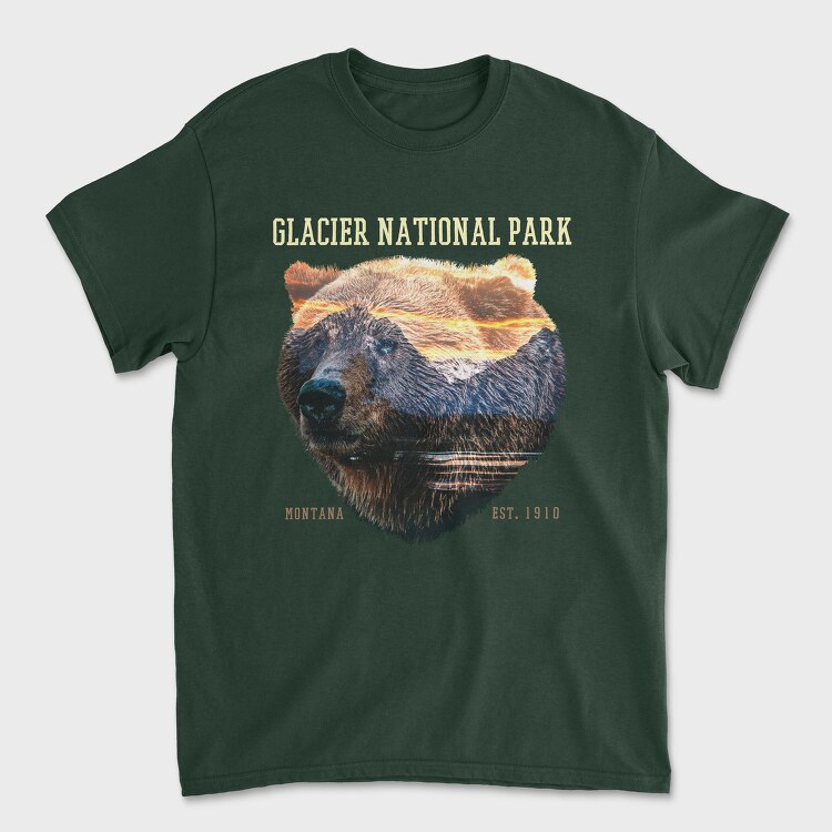 Glacier National Park Bear Lanscape, Tricou Barbati (Unisex)