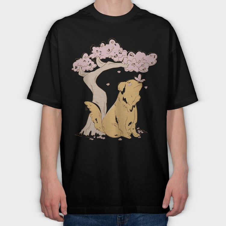 Golden With Butterfly, Tricou Oversize Barbati (Unisex)