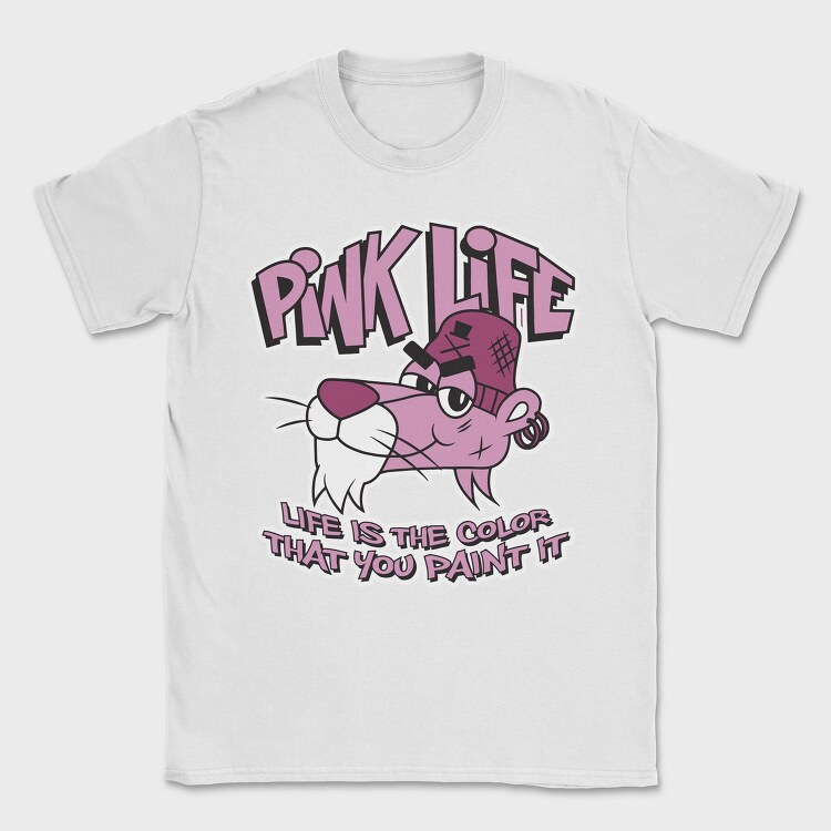 Pink Life Cat, Tricou Barbati (Unisex)