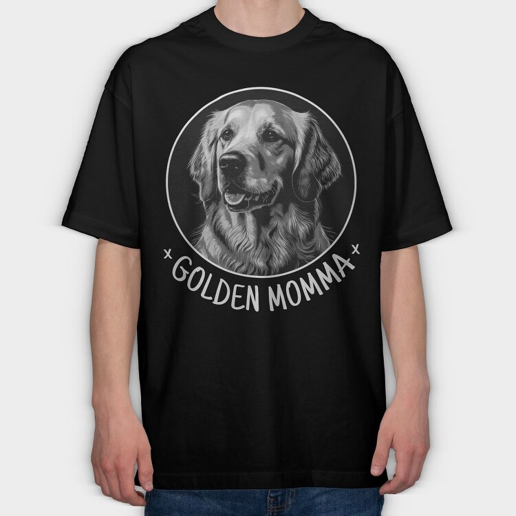 Golden Retriever Mom Golden Momma, Tricou Oversize Barbati (Unisex)