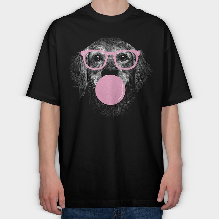 Golden Dog Glasses, Tricou Oversize Barbati (Unisex)