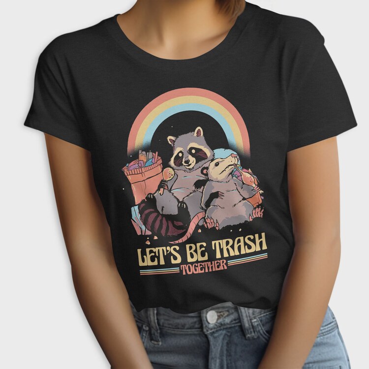Raccoon Possum Garbage Rainbow, Tricou Femei