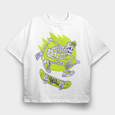 Halloween Skate Skeleton, Tricou Oversize Barbati (Unisex)