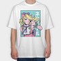 Neon Wolf Howl, Tricou Oversize Barbati (Unisex)