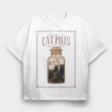 Happy Cat Pills, Tricou Oversize Barbati (Unisex)