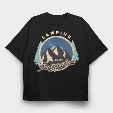 Happy Place Camping, Tricou Oversize Barbati (Unisex)