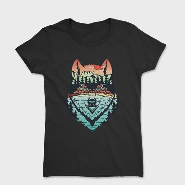 Hand Draw Landscape Wolf, Tricou Femei