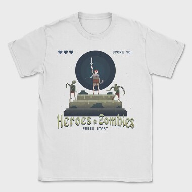 Heroes and Zombies Pixelart, Tricou Barbati (Unisex)