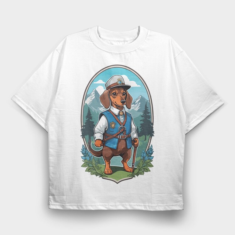 Hiking Dog, Tricou Oversize Barbati (Unisex)
