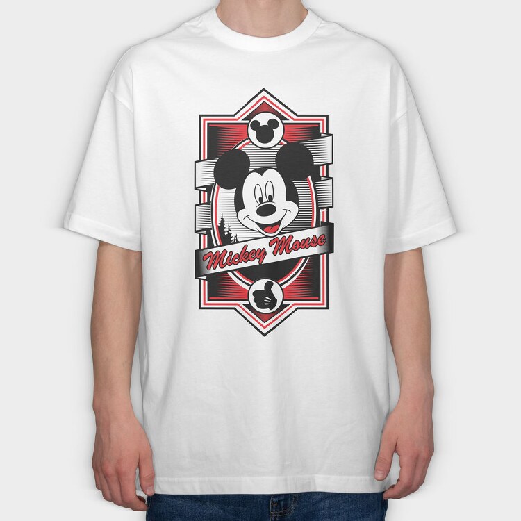 Mickey Mouse Emblem, Tricou Oversize Barbati (Unisex)